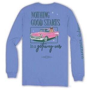 Simply‎ Southern Nothing Good Starts In A Getaway Car Long Sleeve Tshirt XXL NWT